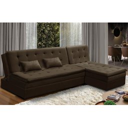 Sofá Cama King 5 Lugares 2,70m Alice Suede Marrom Adonai Estofados - 1
