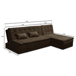 Sofá Cama King 5 Lugares 2,70m Alice Suede Marrom Adonai Estofados - 5
