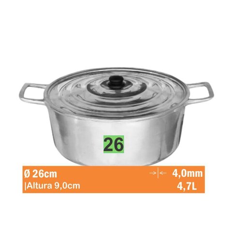Cacarola Aluminio Batido Nr 26 Aluminio Jalice 1-01-26