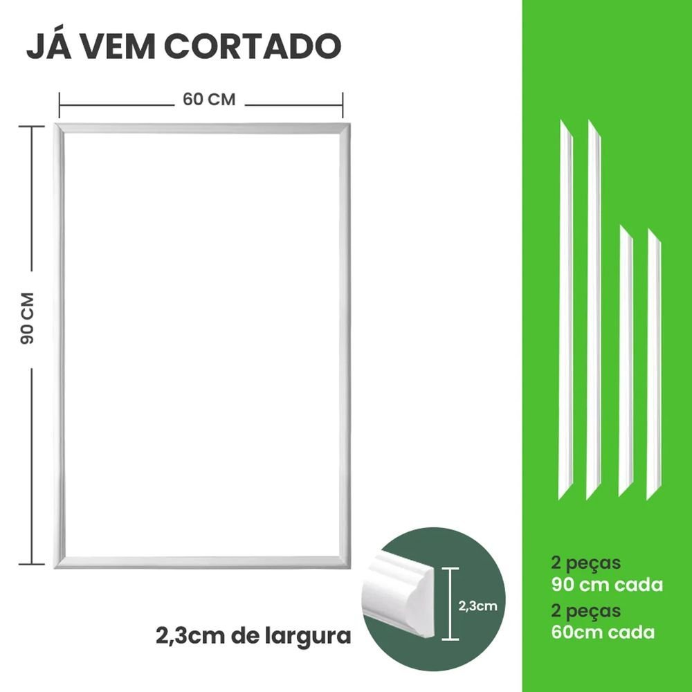 Kit Boiserie Rodameio de EVA Autocolante RM61 2,3cm 60x90 Branco - 5