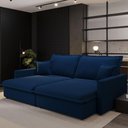 Ver imagem 1 de Sofá-cama Sem Caixa Retrátil 4 Lugares Suede Azul Marinho