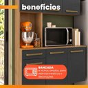 Ver imagem 3 de Armário de Cozinha Completa 6 Portas 1 Gaveta MDP 165cm Amadeirado e Preto Aramóveis