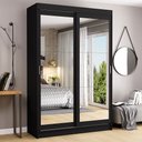 Ver imagem 1 de Guarda-Roupa Solteiro Madesa Tokio 2 Portas de Correr de Espelho 2 Gavetas Preto Cor:Preto