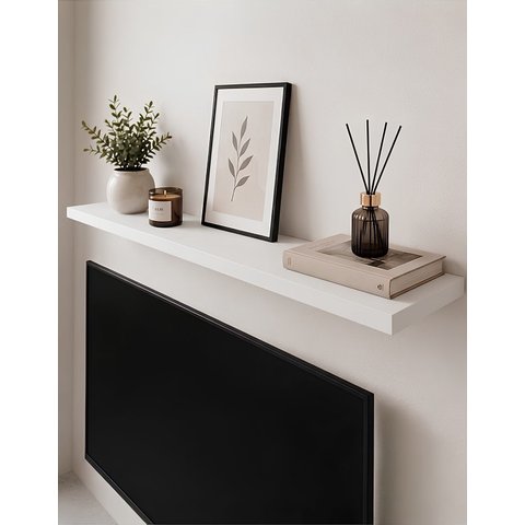 Prateleira Grossa Madeira MDF Suporte Invisível 120x15 cm:Branca