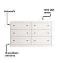 Ver imagem 5 de Cômoda Quarto 6 Gavetas 140 cm Puxador 100% MDF Cor:Branco