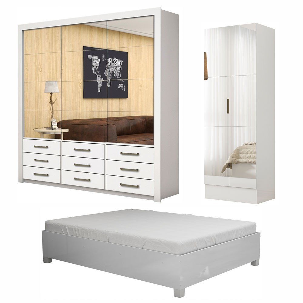 Quarto Completo Casal Anjos Premium Sapateira 2 Portas Premium e Cama Carioca Móveis - 2