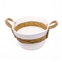 Ver imagem 3 de Cesta de Fibra Natural Seagrass Listrado Branco 23x30x30 cm - D’Rossi