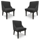 Ver imagem 1 de Kit 3 Cadeiras Decorativas Sala de Jantar Base Fixa de Madeira Firenze PU Preto Fosco G19 - Gran Bel