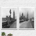 Ver imagem 2 de Kit 2 Quadros Fotografias Antigas Londres 24x18cm:Madeira branca