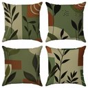 Ver imagem 1 de Kit 4 Capas Almofadas Floral Bege e Verde 45x45 - Id Decor