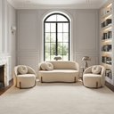 Ver imagem 2 de Kit Sofá e 2 Poltronas Orgânicos c/Almofadas Curvo Sala Recepção Amsterdã Boucle Bege - Montanaris