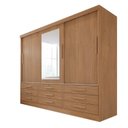 Ver imagem 3 de Guarda Roupa 3 Portas de Correr com 9 Gavetas e Espelho Cinamomo Meridian Gold