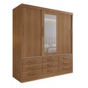 Ver imagem 2 de Guarda Roupa 3 Portas de Correr com 9 Gavetas e Espelho Cinamomo Meridian Gold
