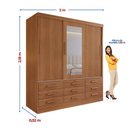 Ver imagem 5 de Guarda Roupa 3 Portas de Correr com 9 Gavetas e Espelho Cinamomo Meridian Gold