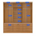 Ver imagem 4 de Guarda Roupa 3 Portas de Correr com 9 Gavetas e Espelho Cinamomo Meridian Gold