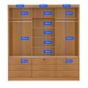 Ver imagem 7 de Guarda Roupa 3 Portas de Correr com 9 Gavetas e Espelho Cinamomo Meridian Gold