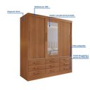 Ver imagem 6 de Guarda Roupa 3 Portas de Correr com 9 Gavetas e Espelho Cinamomo Meridian Gold