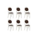 Ver imagem 1 de Cadeira Sala de Jantar 190 Aço Kit 6 Uni Prata/courano Cacau - Carraro