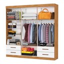 Ver imagem 3 de Guarda-roupa Casal Genova 6 Portas 4 Gavetas com Espelho Cinamomo/branco - Carioca Móveis