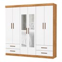 Ver imagem 2 de Guarda-roupa Casal Genova 6 Portas 4 Gavetas com Espelho Cinamomo/branco - Carioca Móveis