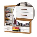 Ver imagem 5 de Guarda-roupa Casal Genova 6 Portas 4 Gavetas com Espelho Cinamomo/branco - Carioca Móveis