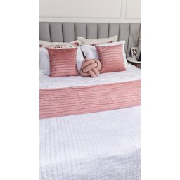 Peseira Drapeada Line Dupla Face em Veludo Cama Casal Cor:rose - 2