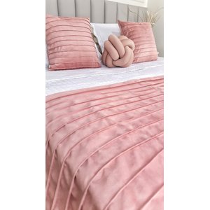 Peseira Drapeada Line Dupla Face em Veludo Cama Casal Cor:rose