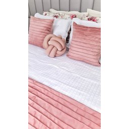 Peseira Drapeada Line Dupla Face em Veludo Cama Casal Cor:rose - 4