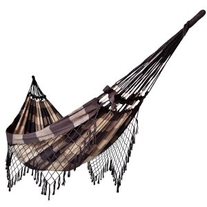 Rede de Dormir Casal Balanço de Algodão Reforçada 3,80m X 1,50m Varias Cores:caramelo com Marrom Xad