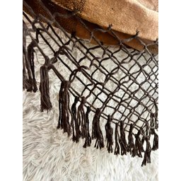 Rede de Dormir Casal Balanço de Algodão Reforçada 3,80m X 1,50m Varias Cores:caramelo com Marrom Xad - 5