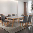 Ver imagem 2 de Mesa de Jantar Copper 180cm Madeira Tampo Vidro Canto Copo com 6 Cadeiras Aline