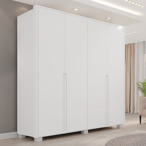 Guarda-Roupa 4 Portas 3 Gavetas 100% MDF Lizz Branco