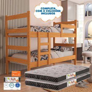 Beliche Infantil Tóquio C/ 2 Colchão D20 100% Mdf Vira Duas Camas:nature 100% Mdf