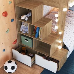 Treliche Infantil com Escada Nicho e Gaveta Linha Infanto Aveiro Oak/branco Bi005 Completa Móveis - 4
