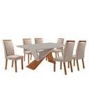 Ver imagem 1 de Mesa de Jantar Yasmin 180cm Tampo MDF Vidro Canto Copo com 6 Cadeiras Aline Moderna Mobília