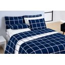 Ver imagem 3 de Conjunto Cama Casal King Size Xadrez 200 Fios Dupla Face Toque de Seda