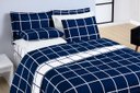 Ver imagem 3 de Conjunto Cama Casal King Size Xadrez 200 Fios Dupla Face Toque de Seda