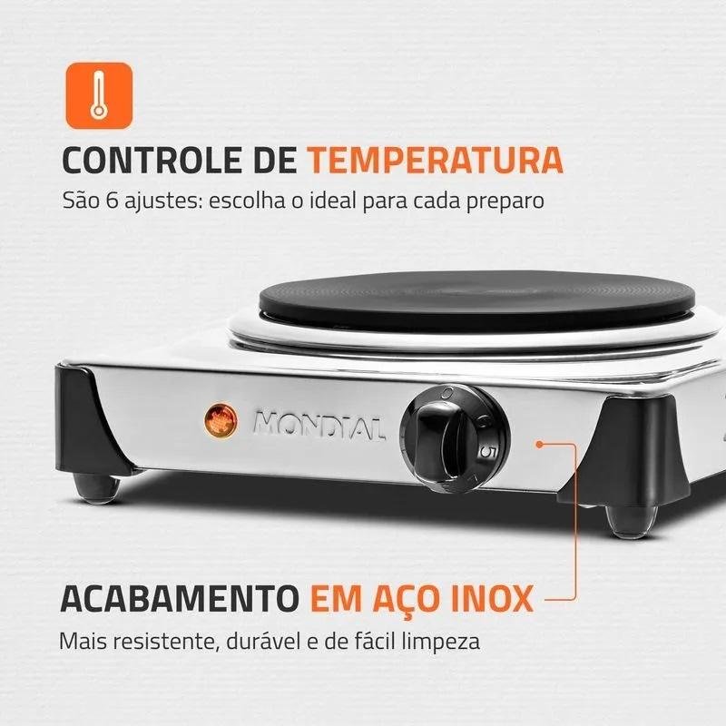 Fogão Elétrico Fast Cook 1 Queimador 127v 1000w Mondial - 2