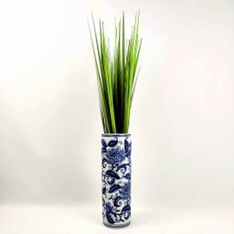 Vaso Porta Guarda Chuva Decorativo Azul e Branco 34x11cm P - 6