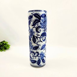 Vaso Porta Guarda Chuva Decorativo Azul e Branco 34x11cm P - 2