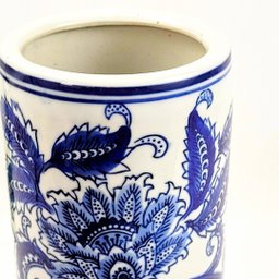 Vaso Porta Guarda Chuva Decorativo Azul e Branco 34x11cm P - 5