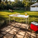 Ver imagem 3 de Mesa Dobravel Vira Maleta Camping Praia 120cm X 60cm Retangular Mfl