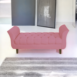 Recamier Puff Banco Namoradeira Sofá Sala 02 Lugares 150cm Grécia Suede Rosa Barbie -incasa Decor - 2