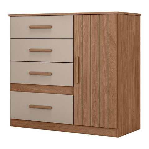 Cômoda Sapateira Vênus 1 Porta e 4 Gavetas Carvalho/fendi - Moval