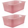 2 Caixas Organizadoras Grandes Organize Cestos Plásticos 40l Rosa Quartzo - 1