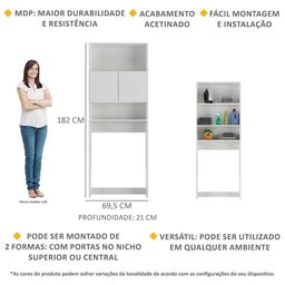 Armário Lavanderia 2 Portas Nina Multimóveis Branco - 3