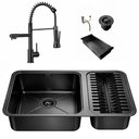 Ver imagem 1 de Kit Cuba Dupla Gourmet 64x40 Inox 304 com Torneira 2 Saídas Misturador Brinovar Luxo