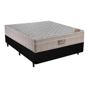 Cama Box Preta Casal Sintético + Colchão Molas Ensacadas Airtech Springpocket Ortobom 65x138x188