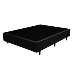 Cama Box Preta Casal Sintético + Colchão Molas Ensacadas Airtech Springpocket Ortobom 65x138x188 - 2