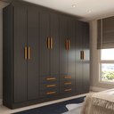 Ver imagem 1 de Guarda-roupa Casal Hilton 8 Portas 6 Gavetas Black - Panorama Móveis